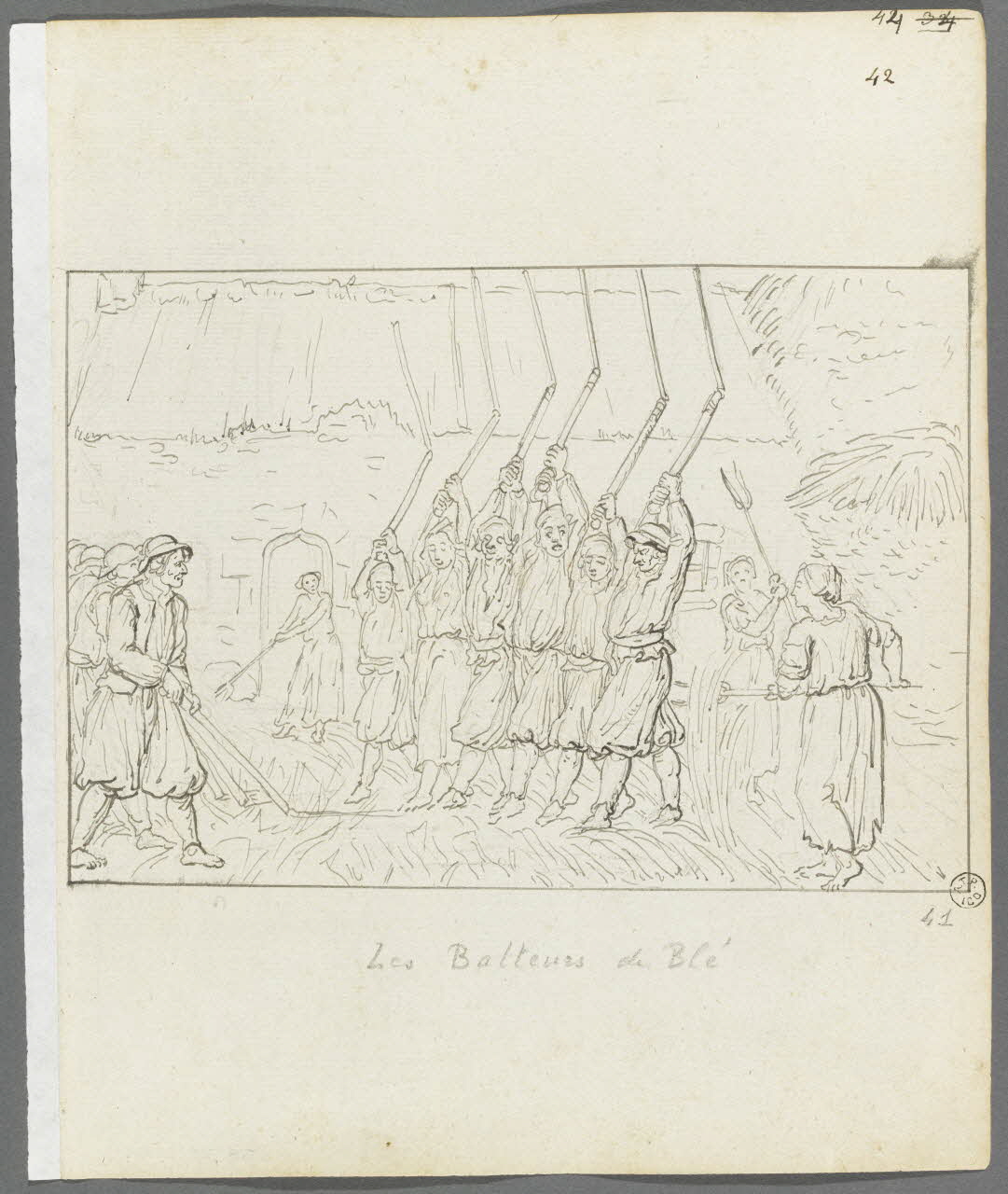 Olivier PERRIN partie d'un ensemble de dessins Les Batteurs de Blé Bretagne, France 1805-1815 1958.37.1.41 Photo RMN-Grand Palais (Mucem)