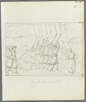 Olivier PERRIN partie d'un ensemble de dessins Les Batteurs de Blé Bretagne, France 1805-1815 1958.37.1.41 Photo RMN-Grand Palais (Mucem)