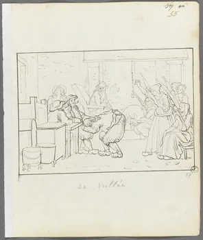 Olivier PERRIN partie d'un ensemble de dessins La Veillée Bretagne, France 1805-1815 1958.37.1.57 Photo RMN-Grand Palais (Mucem)