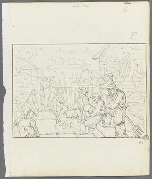 Olivier PERRIN partie d'un ensemble de dessins, album factice Paysans bretons lavant leurs pieds Bretagne, France 1805-1815 1958.37.1.63 Photo RMN-Grand Palais (Mucem)