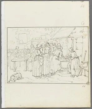 Olivier PERRIN partie d'un ensemble de dessins, album factice Bretonnes préparant le dîner Bretagne, France 1805-1815 1958.37.1.66 Photo RMN-Grand Palais (Mucem)