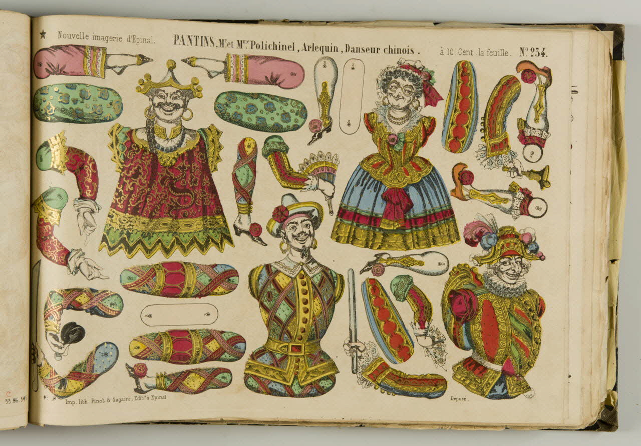 album PANTINS, Mr. et Mme. Polichinel, Arlequin, Danseur chinois. 1953.86.5452 Photo