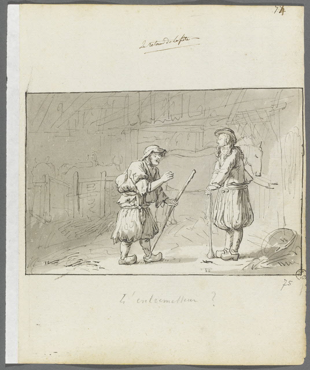 Olivier PERRIN partie d'un ensemble de dessins, album factice L'entremetteur ? Bretagne, France 1805-1815 1958.37.1.75 Photo RMN-Grand Palais (Mucem)