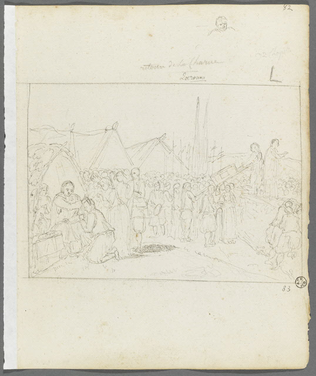 Olivier PERRIN partie d'un ensemble de dessins, album factice Locronan Bretagne, France 1805-1815 1958.37.1.83 Photo RMN-Grand Palais (Mucem)