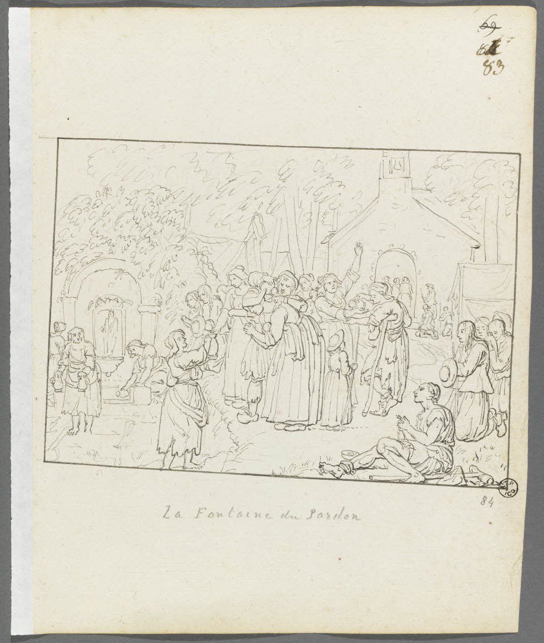 Olivier PERRIN partie d'un ensemble de dessins, album factice La Fontaine du Pardon Bretagne, France 1805-1815 1958.37.1.84 Photo RMN-Grand Palais (Mucem)