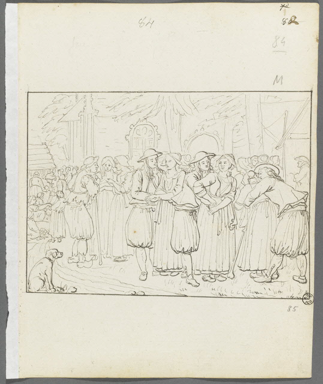 Olivier PERRIN partie d'un ensemble de dessins, album factice Jeunes couples bretons au pardon Bretagne, France 1805-1815 1958.37.1.85 Photo RMN-Grand Palais (Mucem)