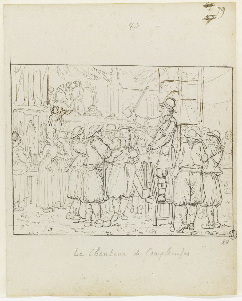 Olivier PERRIN partie d'un ensemble de dessins, album factice Le Chanteur de Complaintes Bretagne, France 1805-1815 1958.37.1.88 Photo RMN-Grand Palais (Mucem)