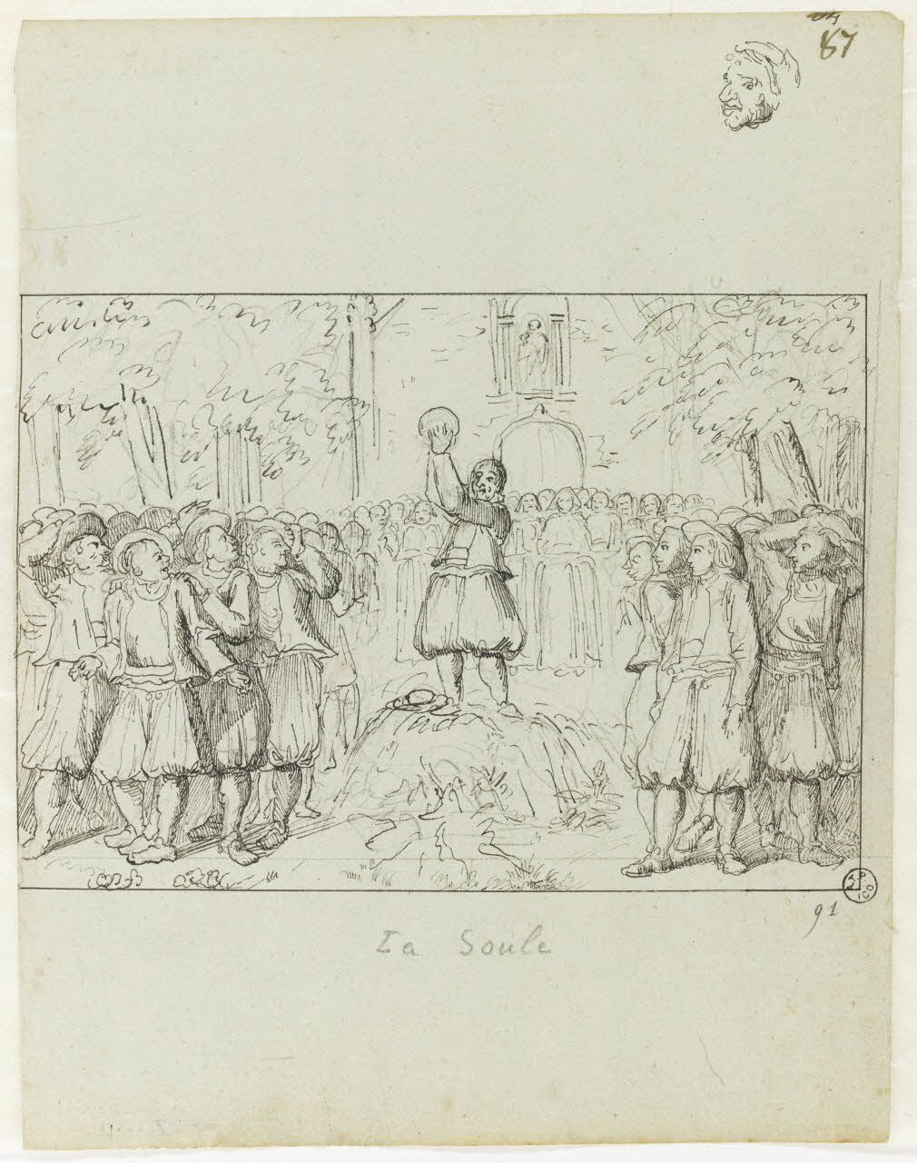 Olivier PERRIN partie d'un ensemble de dessins, album factice La Soule Bretagne, France 1805-1815 1958.37.1.91 Photo RMN-Grand Palais (Mucem)