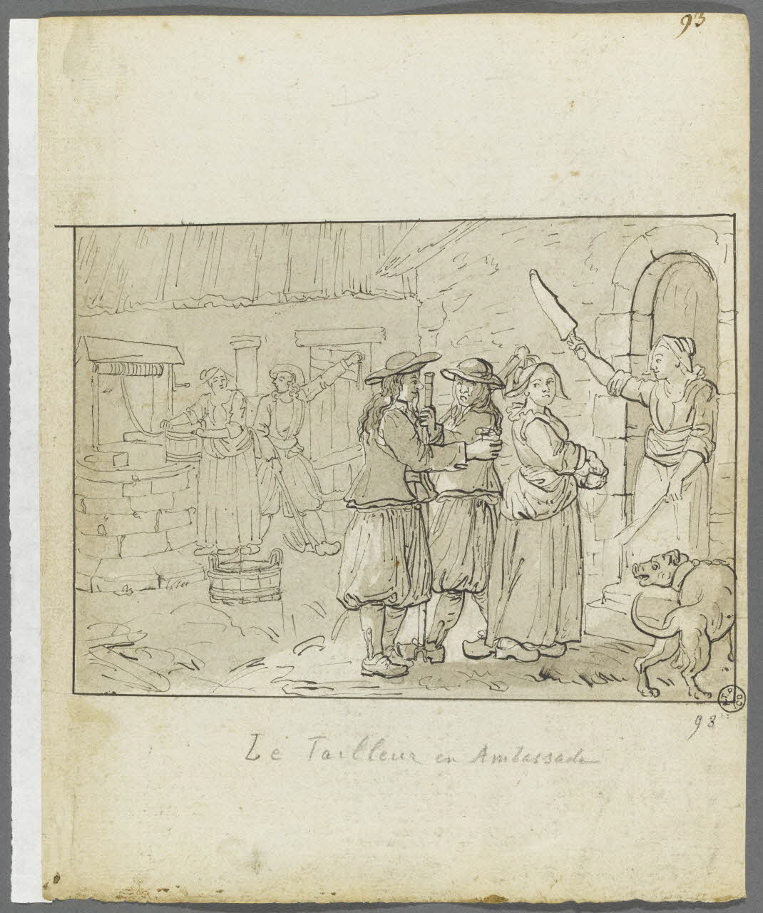 Olivier PERRIN partie d'un ensemble de dessins, album factice Le Tailleur en Ambassade Bretagne, France 1805-1815 1958.37.1.98 Photo RMN-Grand Palais (Mucem)