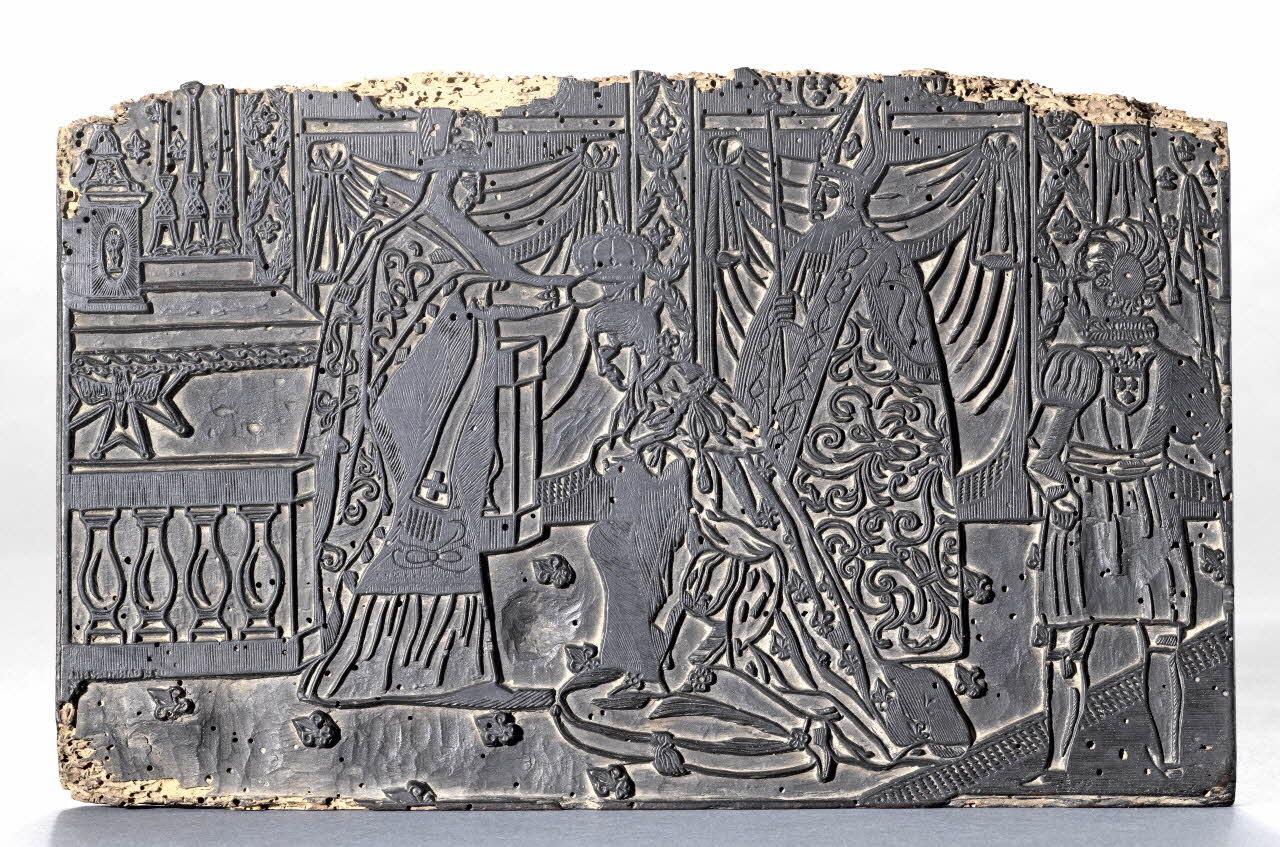 Jacques-Pierre Garnier-Allabre bois d'impression Le Sacre de S. M. Charles X dans la cathédrale de Reims Chartres 1825 1951.40.18 Photo RMN-Grand Palais (Mucem)