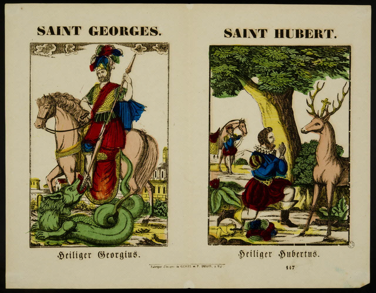 Gangel et Didion estampe SAINT GEORGES. SAINT HUBERT. Metz 1858-1868 1953.86.572 Photo