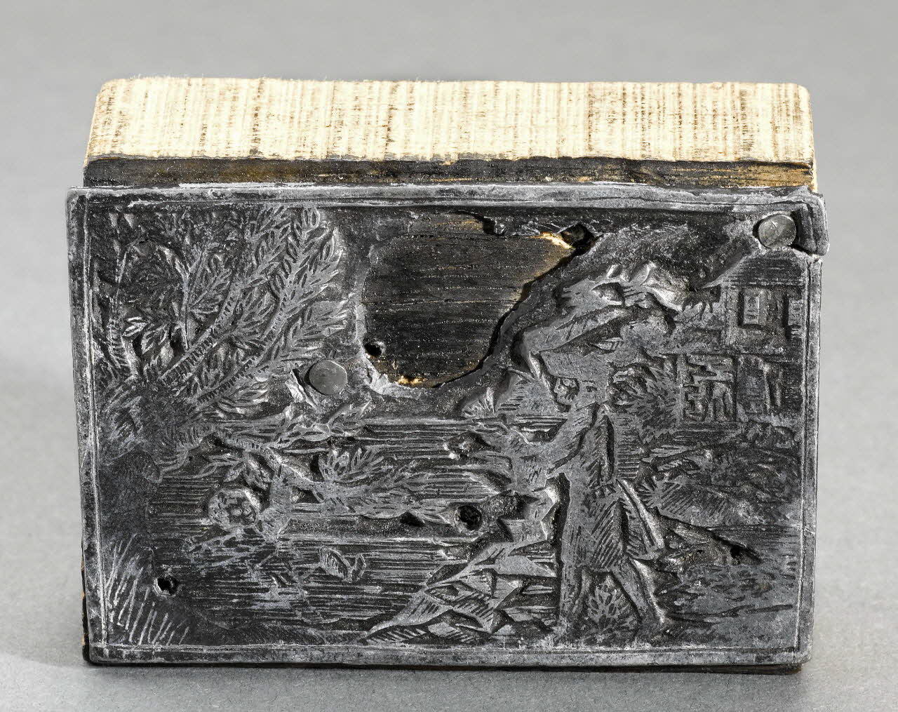 bois d'impression Fable : L'enfant tombé dans une rivière 1955.57.14 Photo RMN-Grand Palais (Mucem)