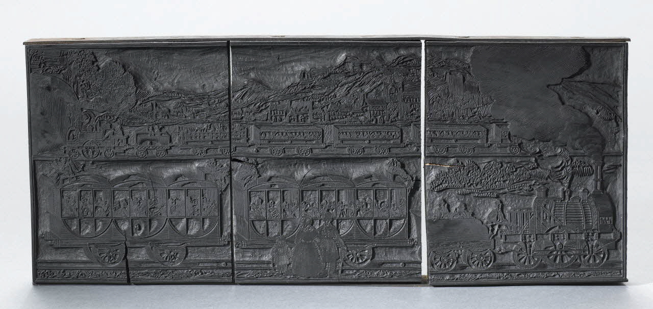bois d'impression Décoration de calendrier : Chemin de fer Rouen 1835-1845 1954.18.41 Photo RMN-Grand Palais (Mucem)