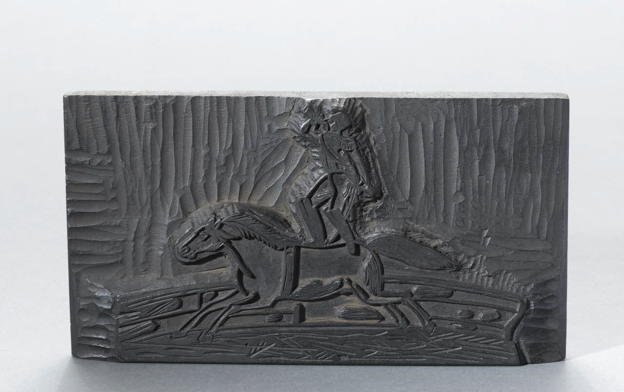 bois d'impression Cavalier debout sur cheval au galop 1954.18.74 Photo RMN-Grand Palais (Mucem)