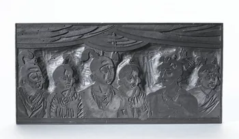 bois d'impression Décoration de calendrier : 6 têtes de personnages numérotées au théâtre 1954.18.82 Photo RMN-Grand Palais (Mucem)
