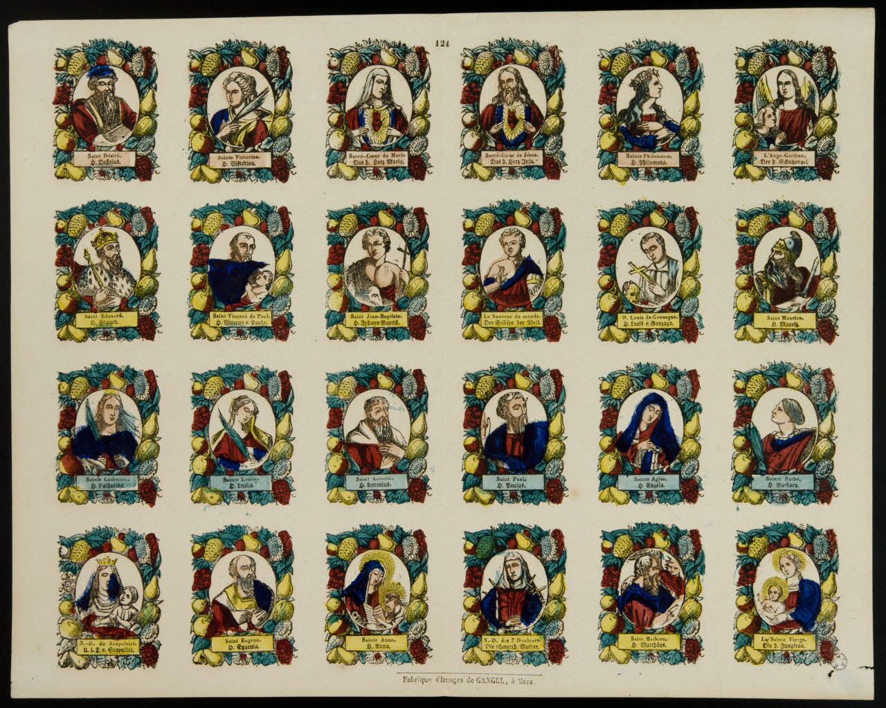 Charles Nicolas Gangel estampe Planche de saints Metz 1852-1858 1953.86.581 Photo