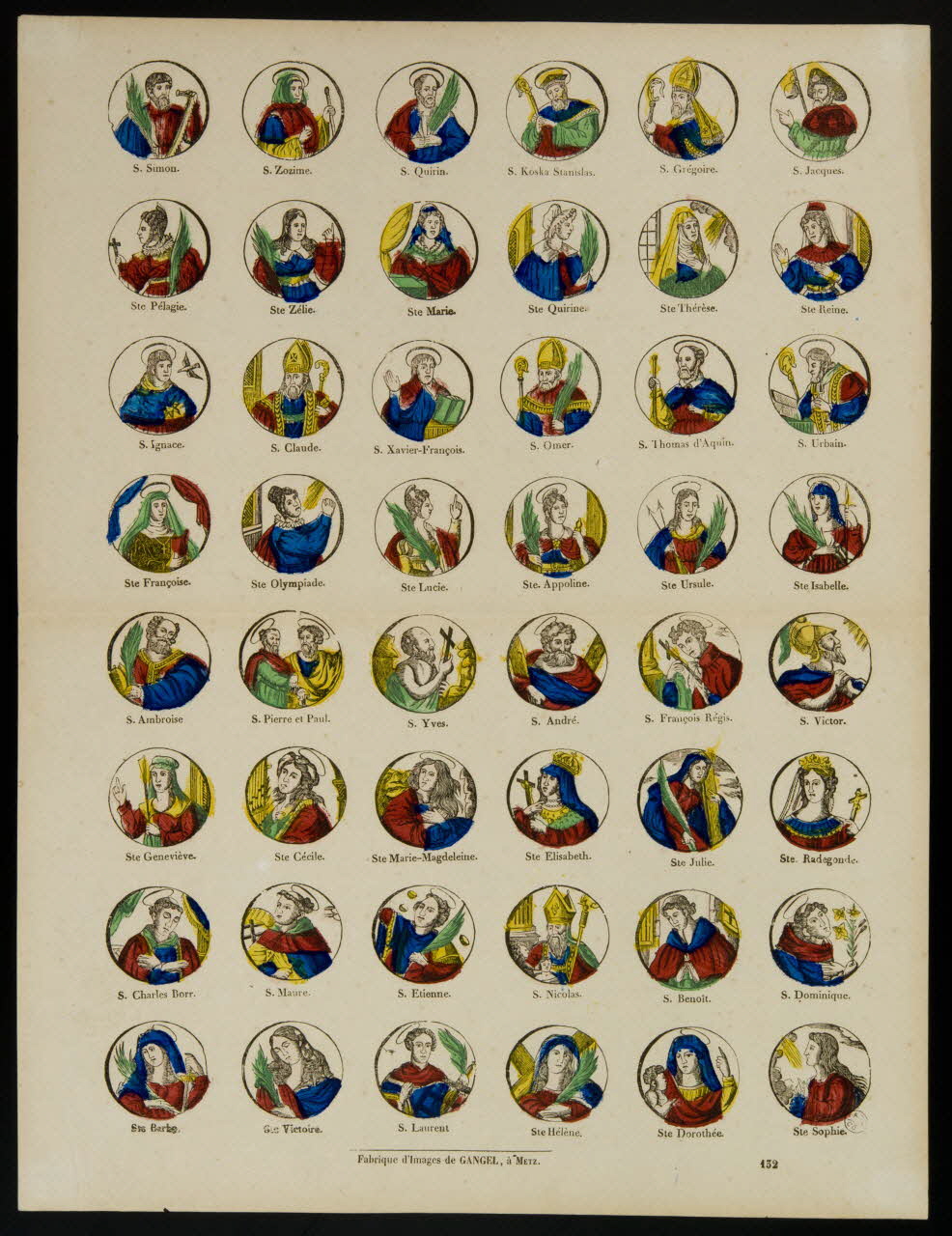 Charles Nicolas Gangel estampe Planche de saints Metz 1852-1858 1953.86.583 Photo
