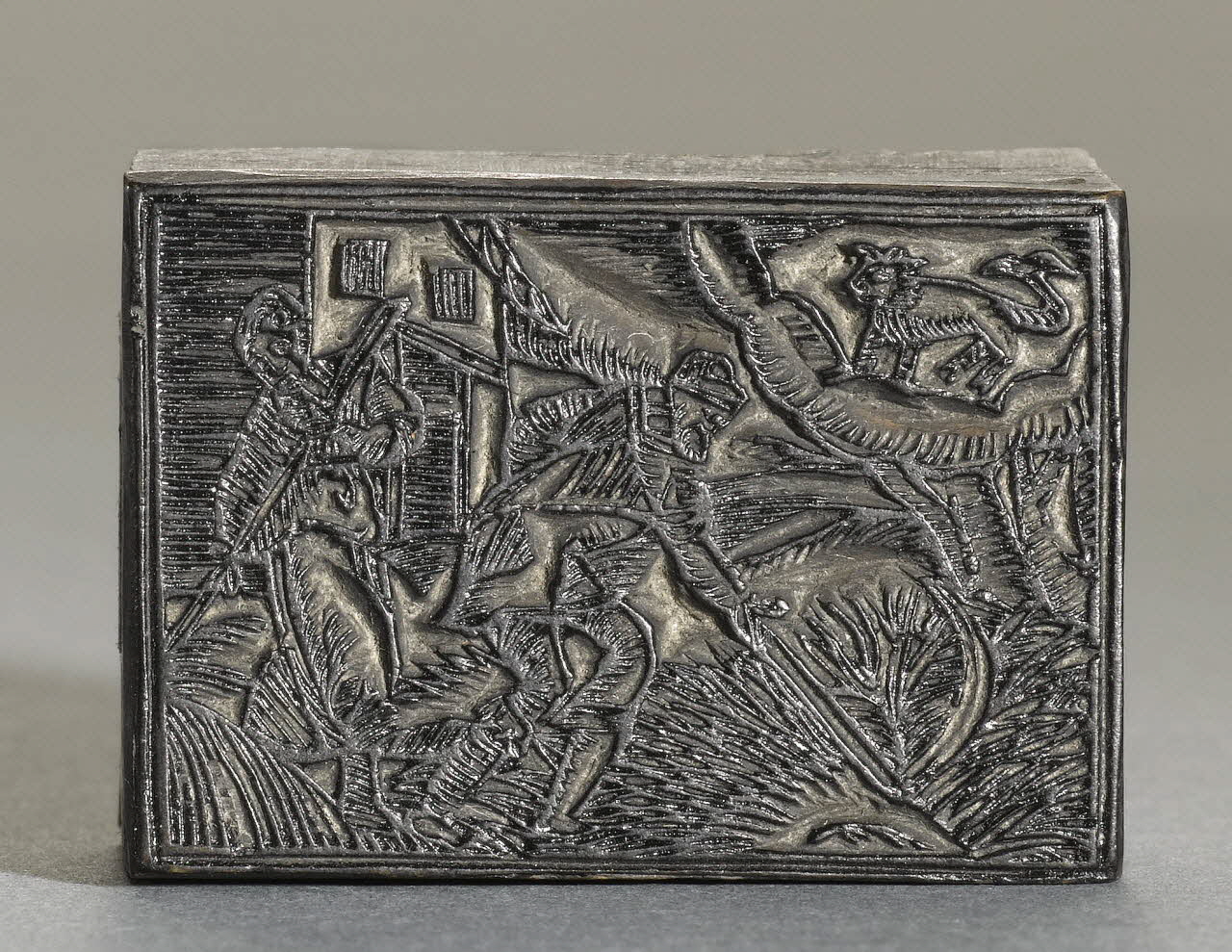 bois d'impression Signe du zodiaque, lion , scène de fenaison 1977.3.51 Photo RMN-Grand Palais (Mucem)