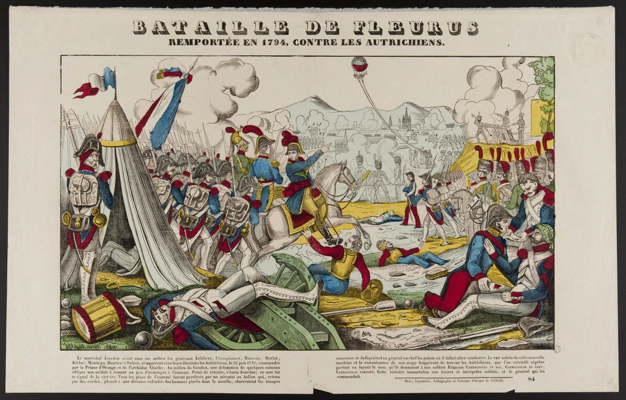 Charles Nicolas Gangel estampe BATAILLE DE FLEURUS  REMPORTEE EN 1794, CONTRE LES AUTRICHIENS. Metz 1852-1858 1953.86.602 Photo