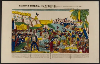 Charles Nicolas Gangel estampe COMBAT D'ORAN, EN AFRIQUE, dans les premiers jours de mai 1832.  Schlacht von Oran in Africa. Metz 1852-1858 1953.86.649 Photo