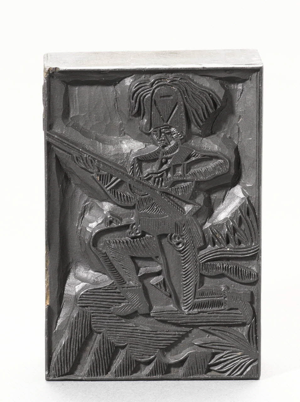 bois d'impression Soldat tirant un genou à terre (chasseur Héolien) 1954.18.63 Photo RMN-Grand Palais (Mucem)