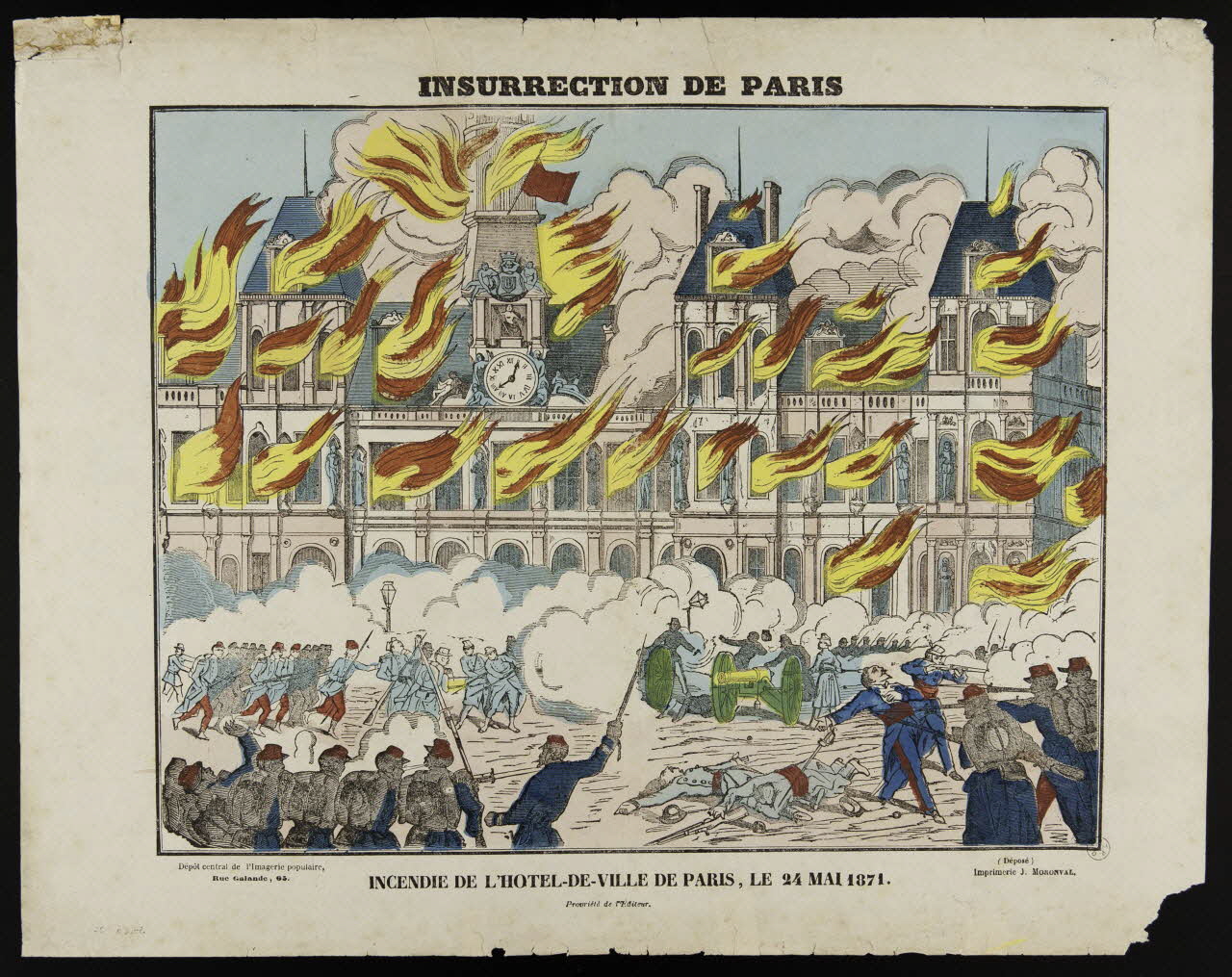 estampe INSURRECTION DE PARIS  INCENDIE DE L'HOTEL-DE-VILLE, LE 24 MAI 1871. 1953.86.704 Photo