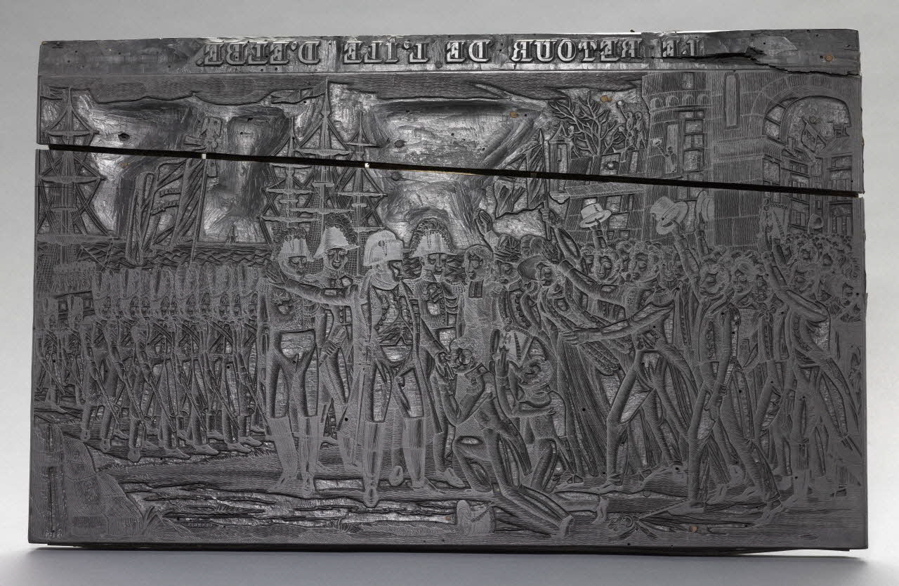Pellerin ; François Georgin bois d'impression Le retour de l'île d'Elbe Lorraine, France 1833 1986.53.12 Photo RMN-Grand Palais (Mucem)