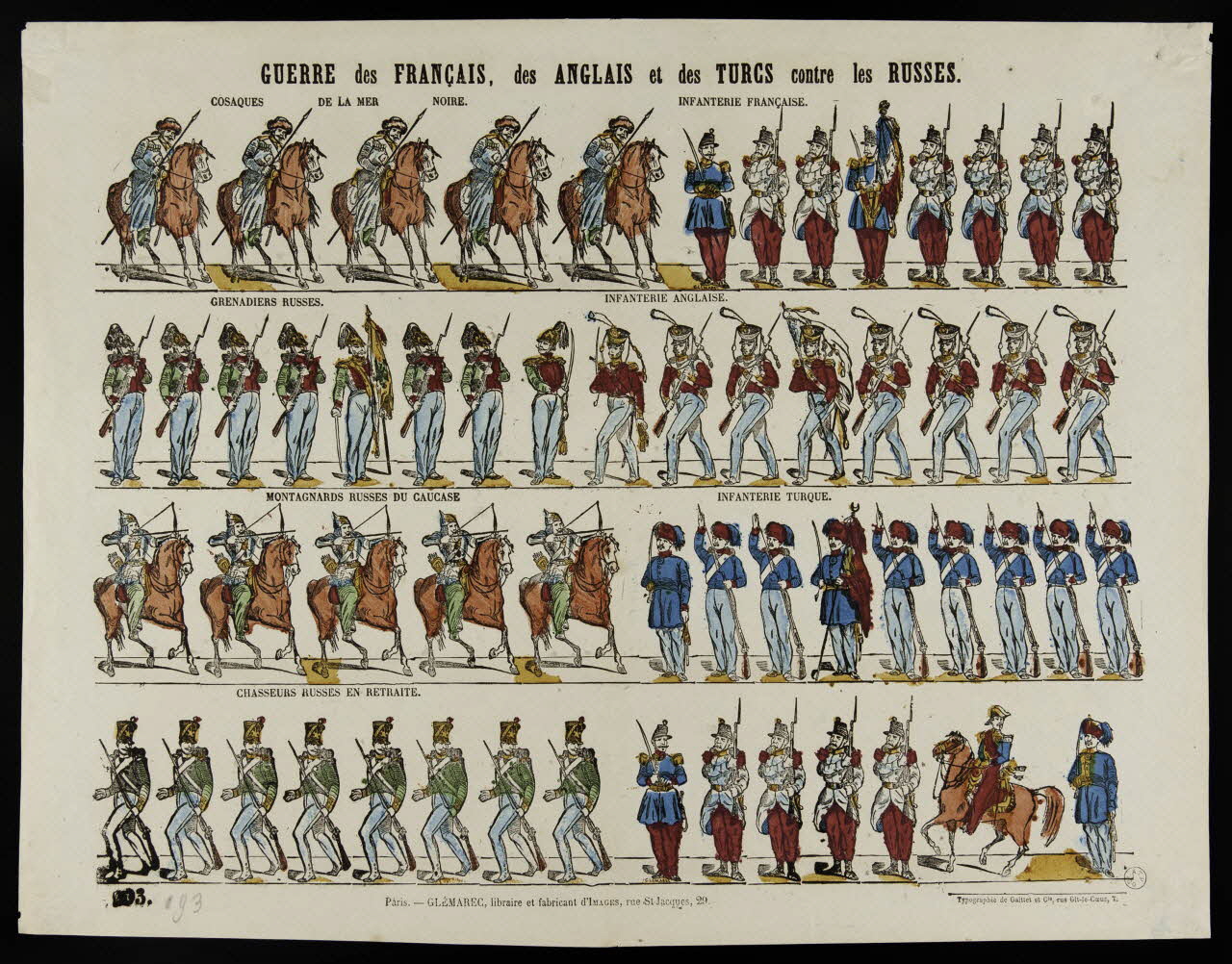 Gaittet et Cie ; Charles-Eugène Glémarec à registres (4) GUERRE des FRANÇAIS, des ANGLAIS et des TURCS contre les RUSSES. Paris 1858-2860 1953.86.740 Photo