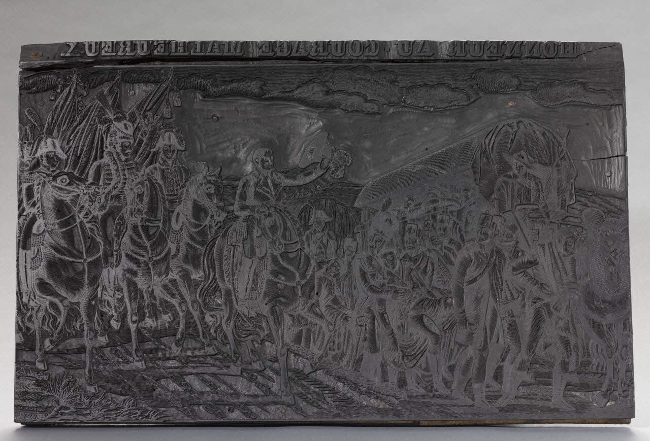 François Georgin ; Pellerin BOIS D'IMPRESSION HONNEUR AU COURAGE MALHEUREUX. Lorraine, France 1835 1986.53.16 Photo RMN-Grand Palais (Mucem)