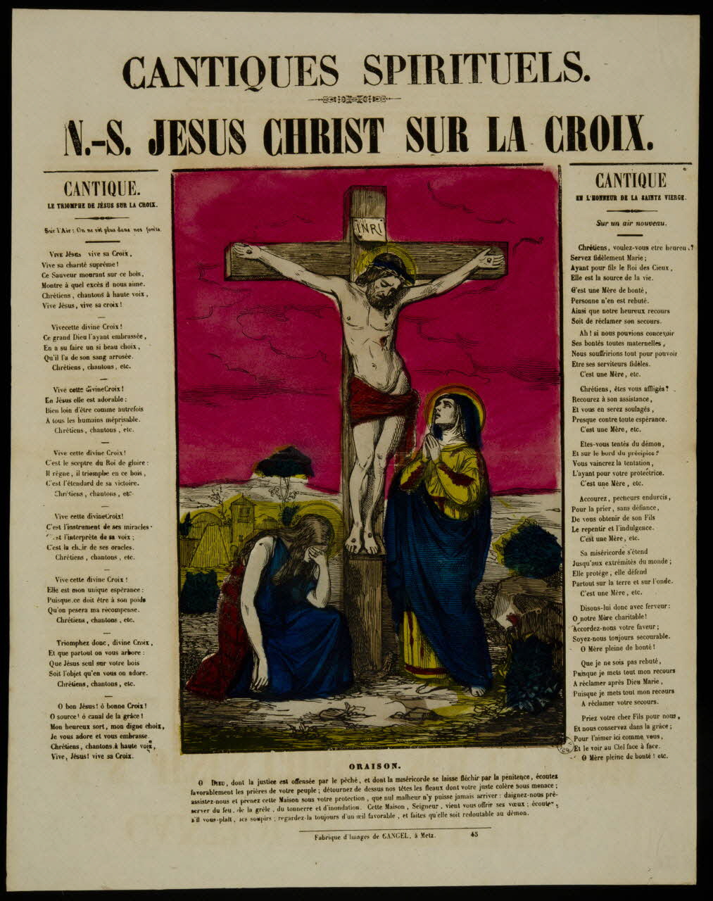 Charles Nicolas Gangel estampe N.-S. JESUS CHRIST SUR LA CROIX. Metz 1852-1858 1953.86.75 Photo