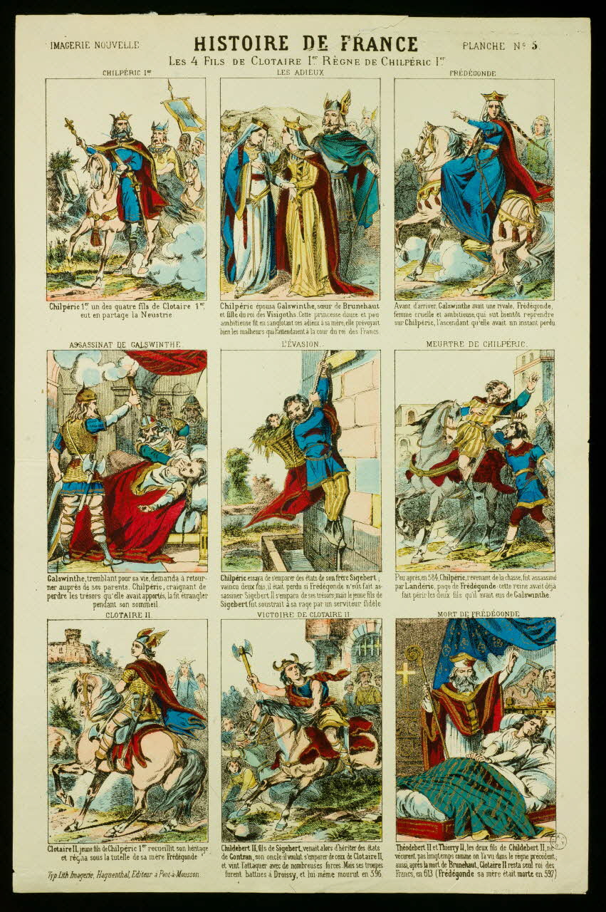 estampe HISTOIRE DE FRANCE  LES 4 FILS DE CLOTAIRE Ier REGNE DE CHILPERIC Ier. 1953.86.837 Photo