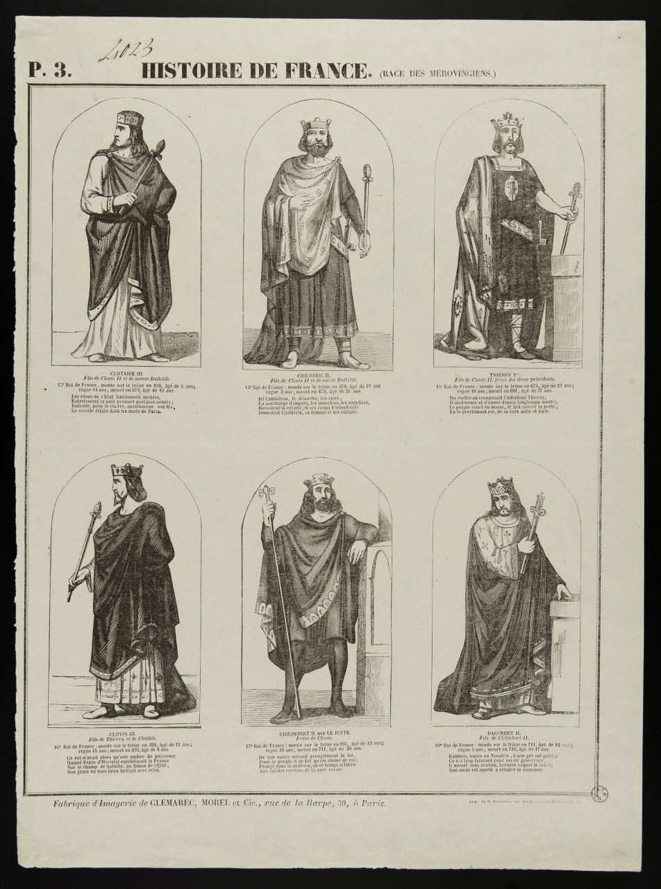 Charles-Eugène Glémarec ; Morel ; P. Baudouin à compartiments (3x2) HISTOIRE DE FRANCE (RACE DES MÉROVINGIENS.) Paris 1845-1846 1953.86.857 Photo