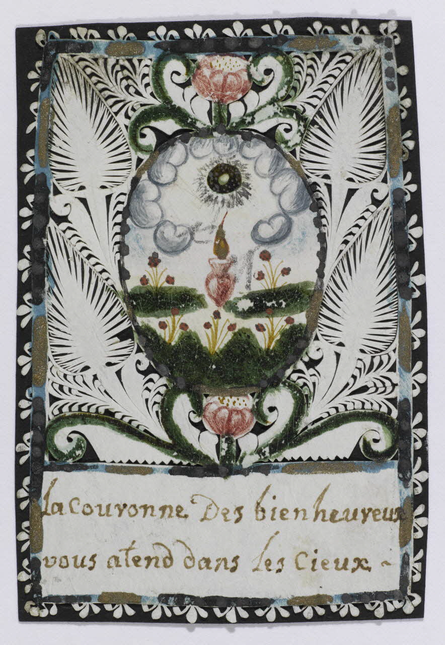 canivet, dessin La couronne Des bienheureux  vous atend (sic) dans les Cieux 1970.47.7 Photo RMN-Grand Palais (Mucem)