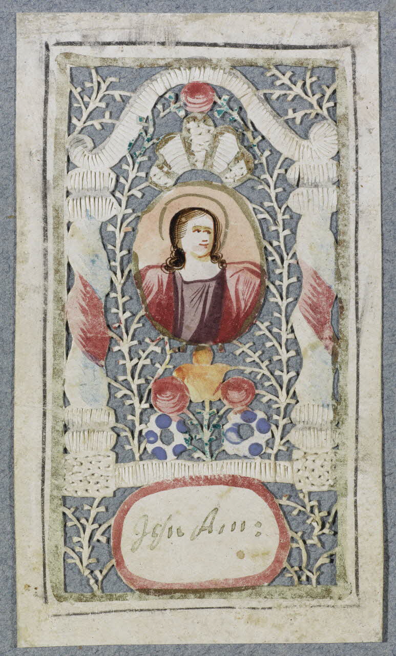 canivet, dessin Sainte dans un médaillon entourée d'éléments architecturaux 1970.47.45 Photo RMN-Grand Palais (Mucem)