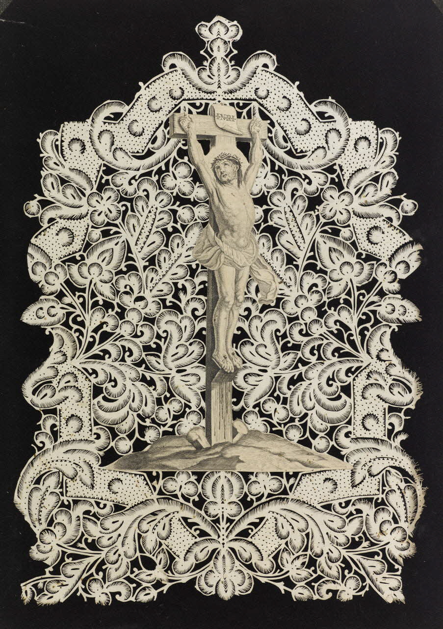 canivet, estampe Crucifixion dans un décor végétal 1990.5.131 Photo RMN-Grand Palais (Mucem)
