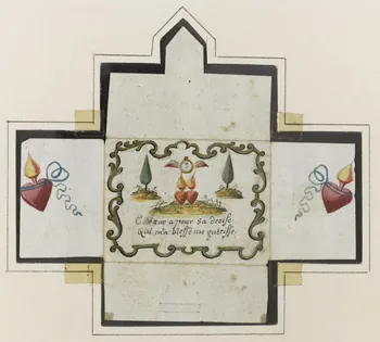 dessin, découpage C'e (sic) coeur a pour sa devise.  Qui m'a blessé me guérisse. 1990.5.136 Photo RMN-Grand Palais (Mucem)