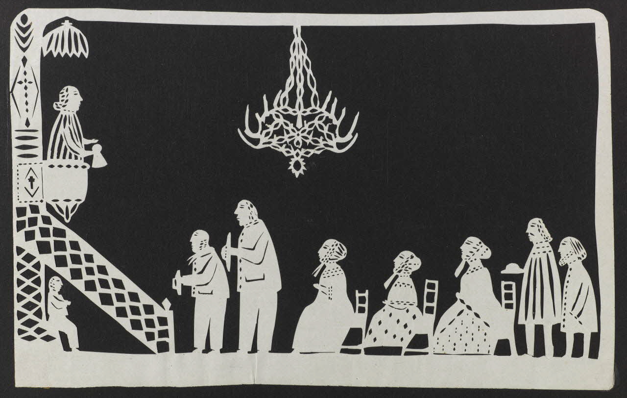 découpage, canivet Scène de messe : prêche en chaire 1990.5.140 Photo RMN-Grand Palais (Mucem)