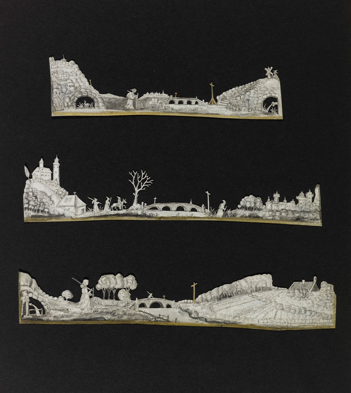 découpage, dessin Moine marchant dans un paysage 1990.5.153 Photo RMN-Grand Palais (Mucem)