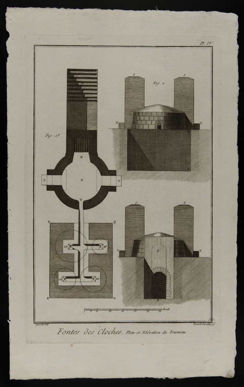estampe Fonte des Cloches, Plan et Elévation du Fourneau. 1954.11.127 Photo