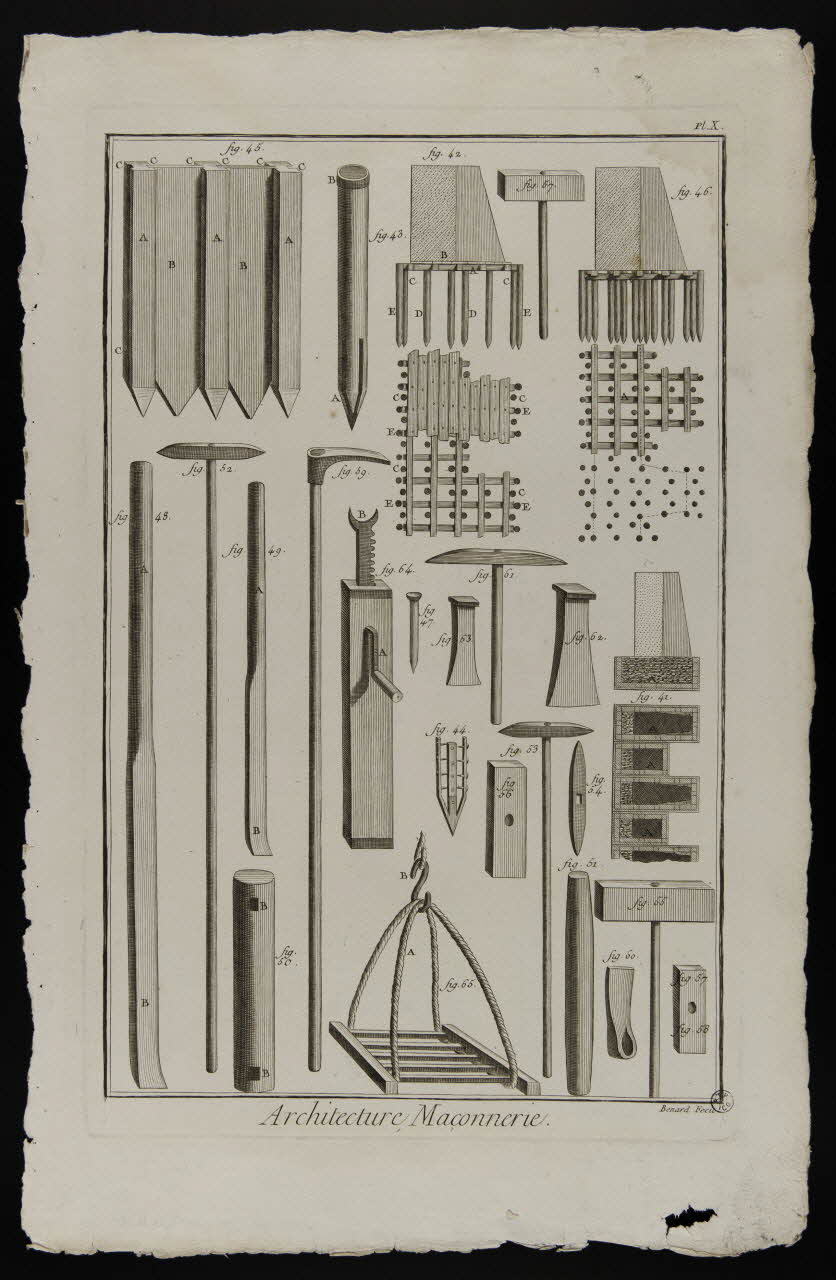 estampe Architecture Maçonnerie. 1954.11.157 Photo