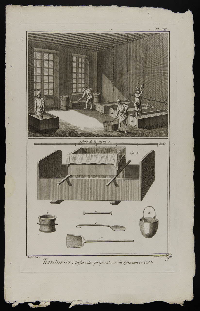 estampe Teinturier, Différentes préparations du Saffranum et Outils. 1954.11.174 Photo
