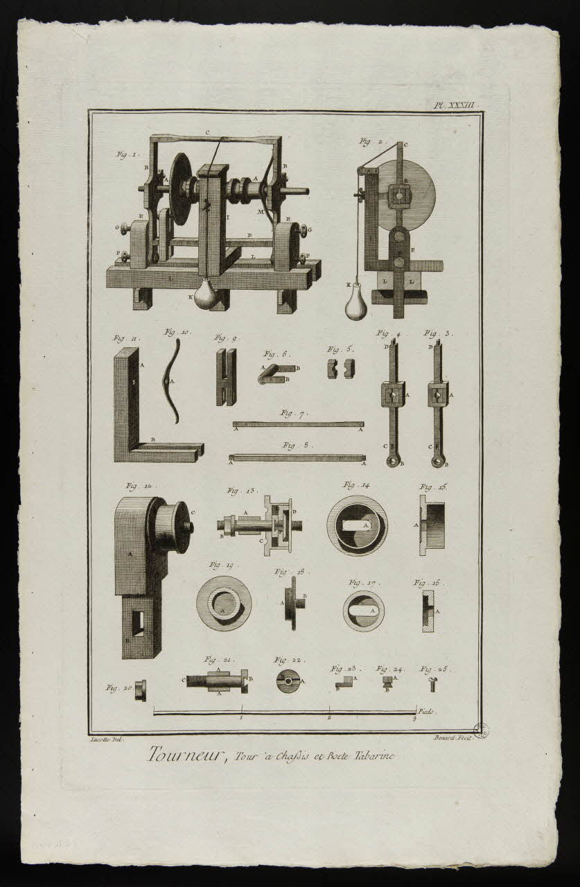 estampe Tourneur, Tour à chassis et Boete Tabarine 1954.11.60 Photo