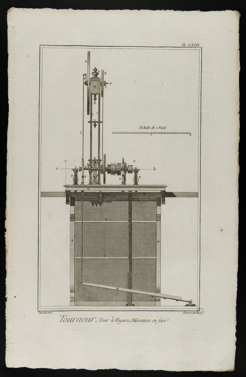 estampe Tourneur, Tour à Figure, Elévation en face. 1954.11.65 Photo