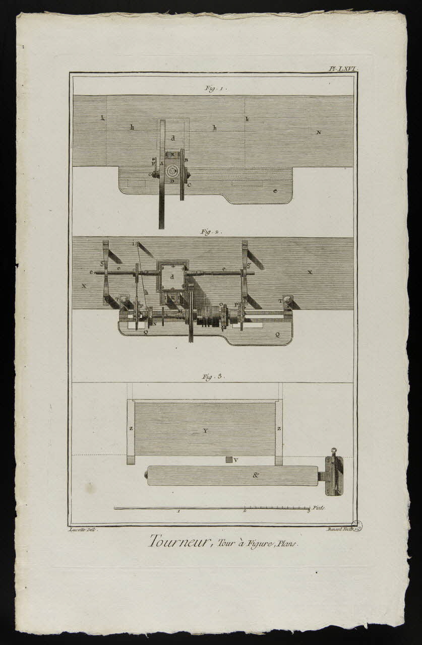 estampe Tourneur, Tour à Figure, Plans. 1954.11.68 Photo