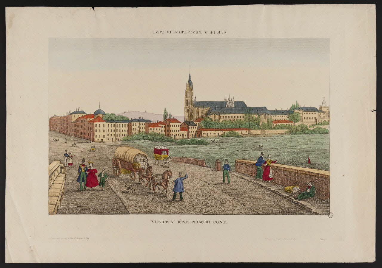 Basset. Paris ; Dembour Adrien (graveur, imprimeur, libraire, édite vue d'optique VUE DE ST. DENIS, PRISE DU PONT. Paris 1840-1852 1954.25.2 Photo