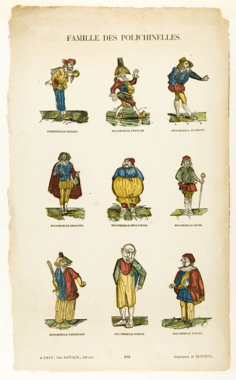 Lallou Louis Casimir ; Jean-Baptiste Castiaux ; Simon-François Blocquel imagerie ancienne FAMILLE DES POLICHINELLES. Lille 1832-1837 1954.60.11 Photo Mucem
