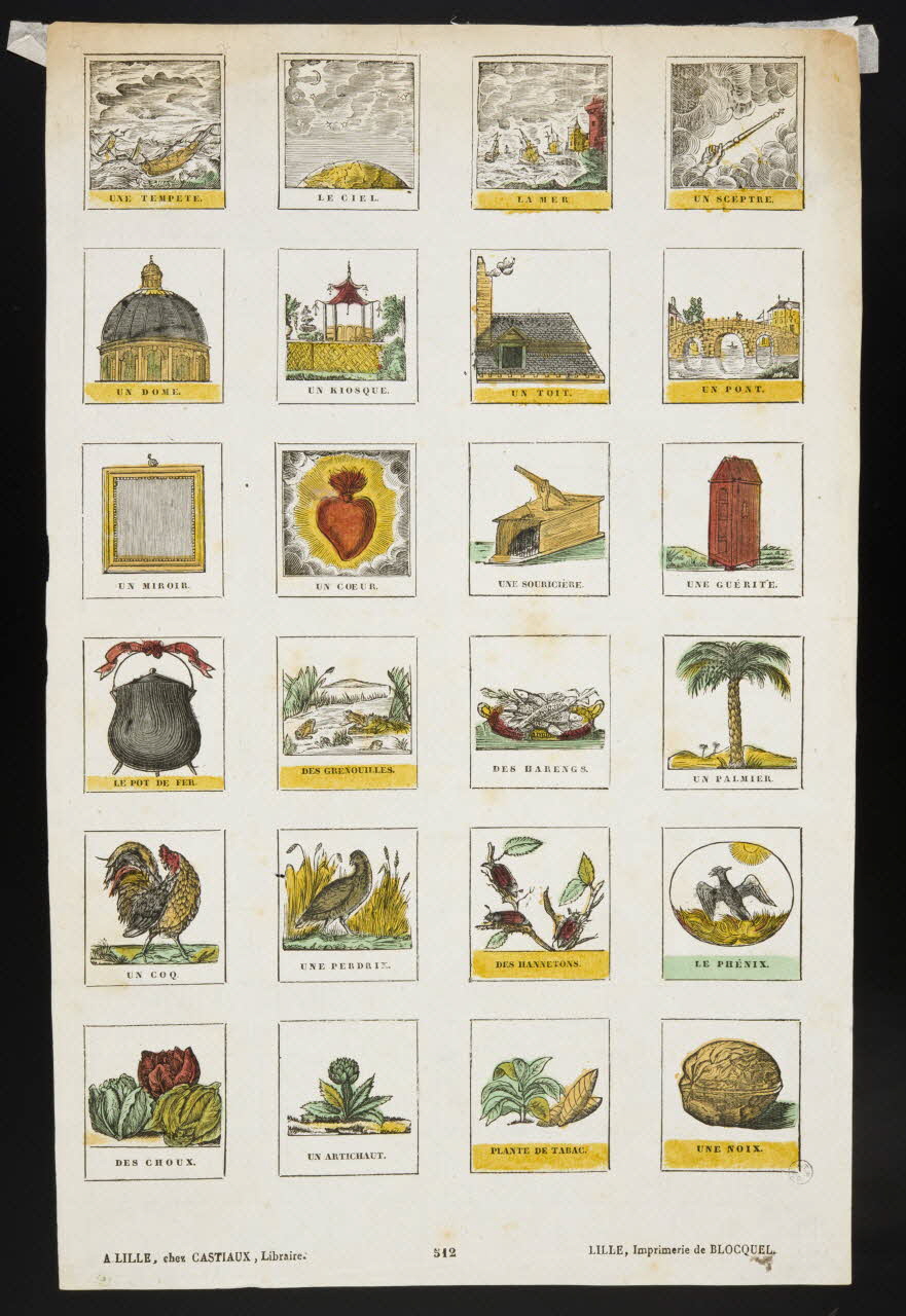 Jean-Baptiste Castiaux ; Simon-François Blocquel imagerie ancienne Lexique illustré Lille 1809-1837 1954.60.18 Photo