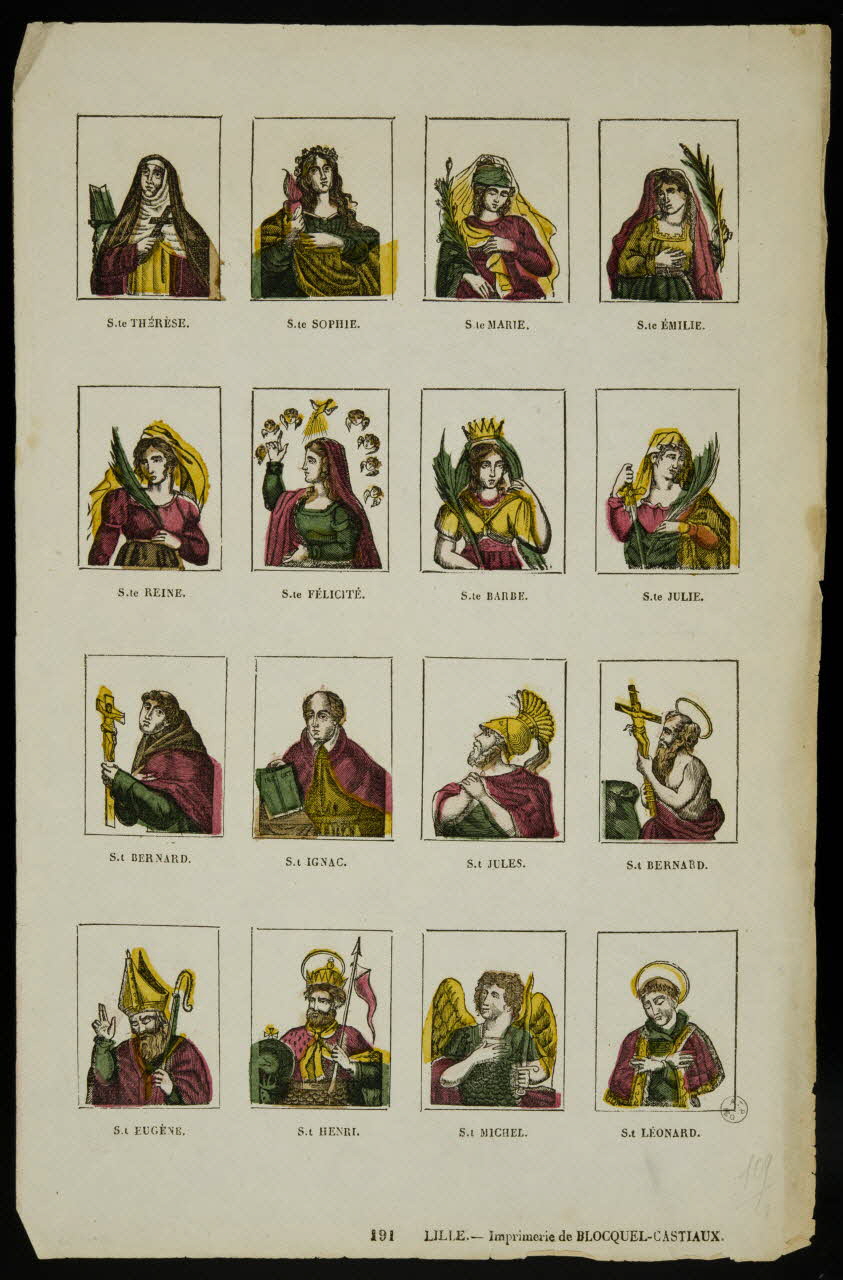 imagerie ancienne Planche de saintetés 1954.60.35 Photo