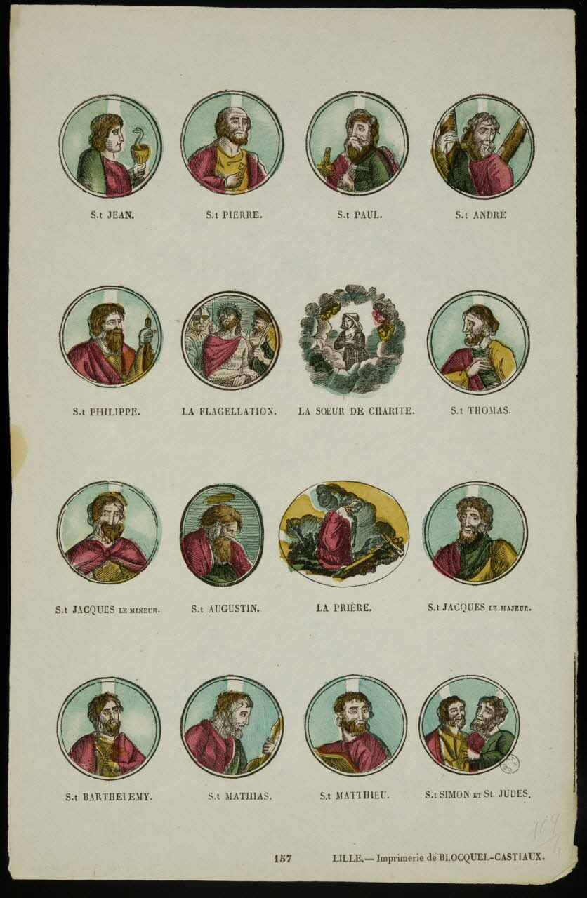 imagerie ancienne Planche de saintetés 1954.60.36 Photo