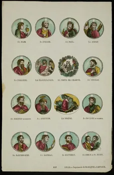 imagerie ancienne Planche de saintetés 1954.60.36 Photo
